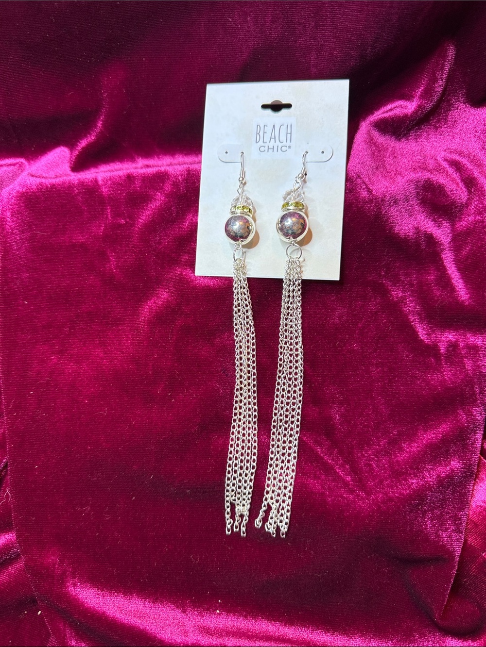 Beach Chic Silver Tassel Drop Earrings - Silver